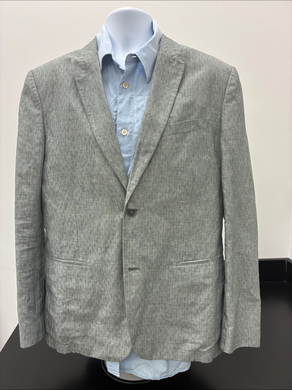 John Varvatos Light Gray/green Linen-Blend Sport Coat